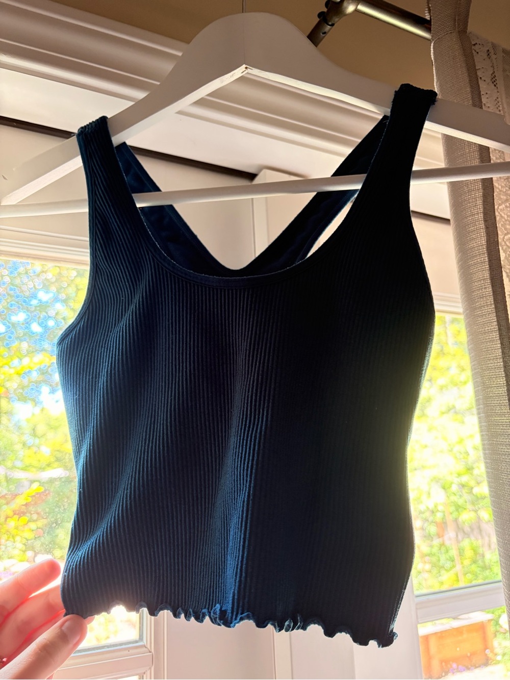 Spiritual Gangster Navy Ribbed Crop Tank